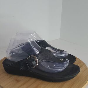 Aerosoles Women's Black Platform Sandal T Strap Toe Post Size 9W